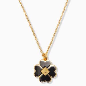 NWT Kate Spade Spades & Studs Black & Gold Clover Necklace